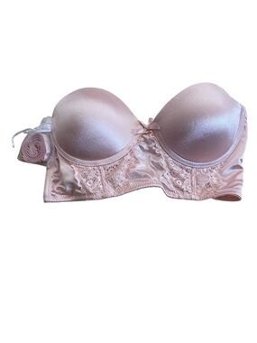 New Satin Lace Push-Up Bra - Light Pink